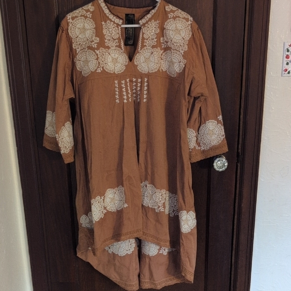 Free People Dresses & Skirts - Free People New Romantics Bohemian Short Sleeve Embroidered High Low Dress Med
